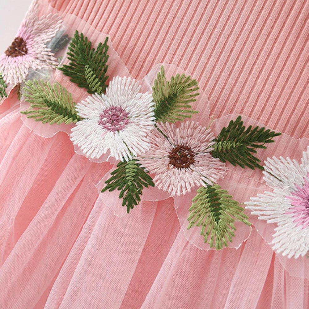 Flower Mesh Skirt Girl Dress