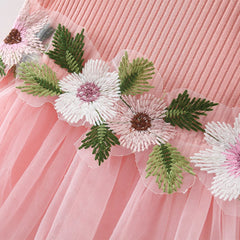 Flower Mesh Skirt Girl Dress