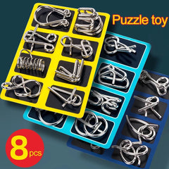 Metal Montessori Puzzle Set, 8 Brain Teaser Toys