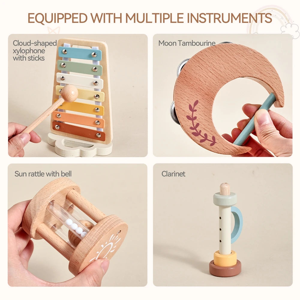Wooden Rattle Musical Baby Toys