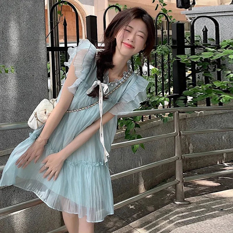 Necklace Petal Sleeve Maternity Dress