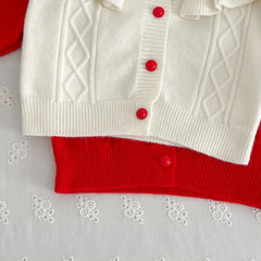 Flutter Sleeve Knitted Sweater Set
