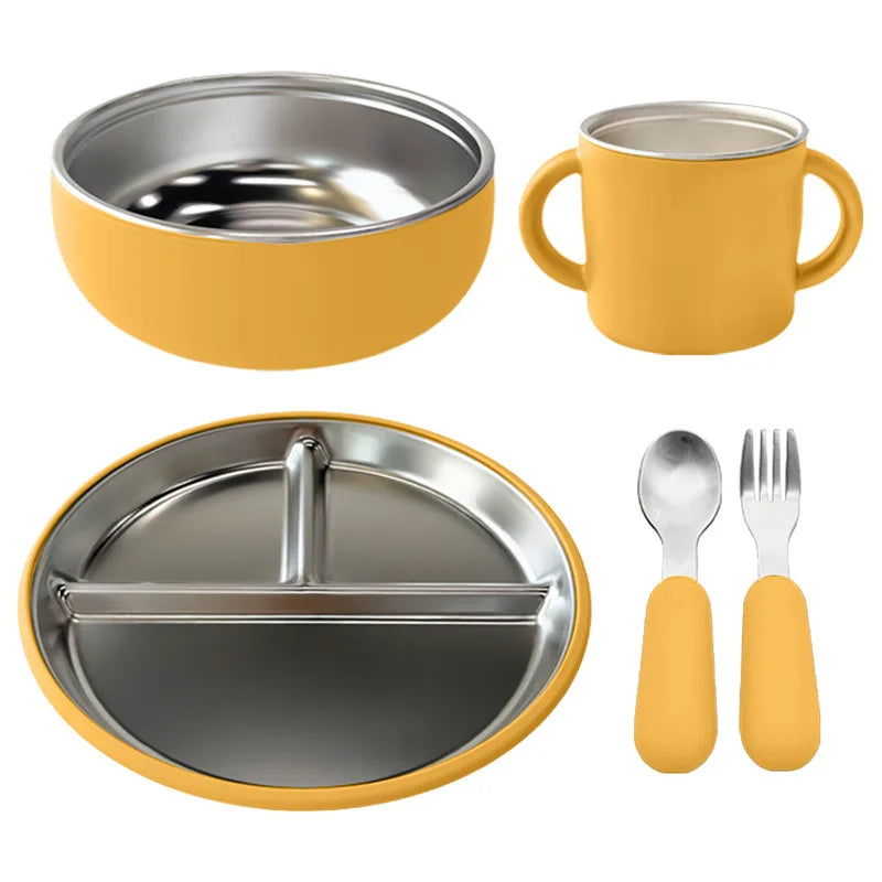 5PCS Stainless Steel Kids Plate and Bowl Set - PAMU8