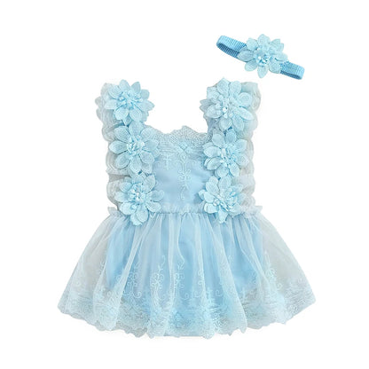Floral Lace Embroidery Romper Dress - PAMU8