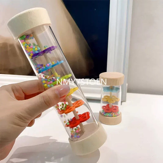 Wooden rain sound pipe toy for hands-on sound play