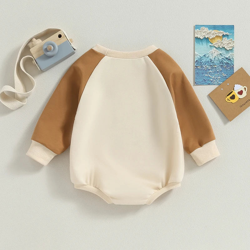 Baby Raglan Sleeve Letter-Print Long-Sleeve Romper