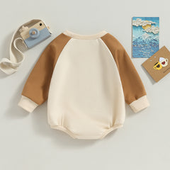 Baby Raglan Sleeve Letter-Print Long-Sleeve Romper