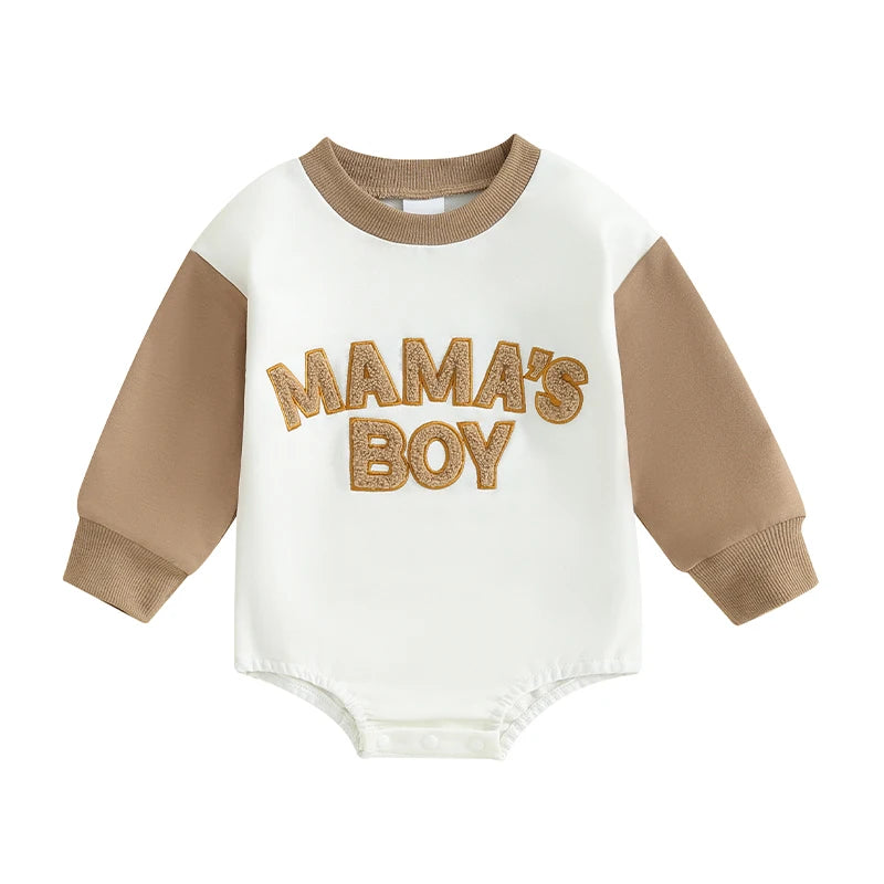 Baby Boys' Letter Sweatshirt Romper, Long-Sleeve Fall