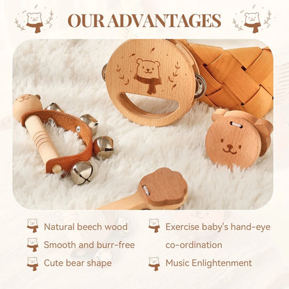 Wooden Rattle Musical Baby Toys