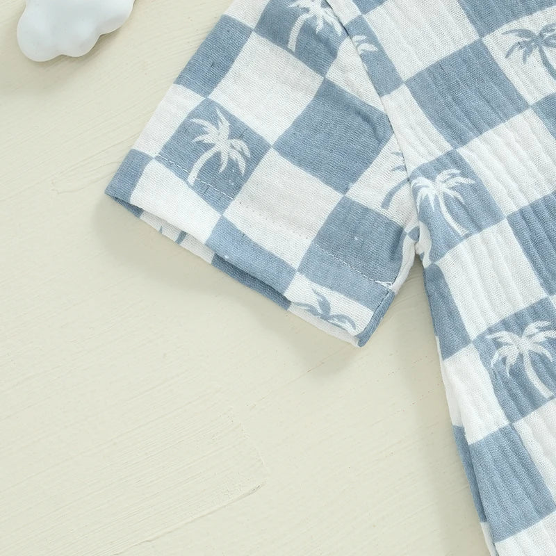 Checkered Tree Print Playsuit