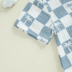 Checkered Tree Print Playsuit
