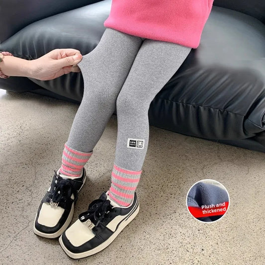 Girls' fleece-lined winter leggings