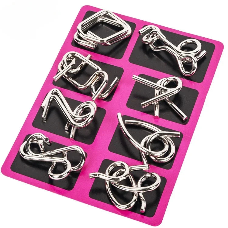 Metal Montessori Puzzle Set, 8 Brain Teaser Toys