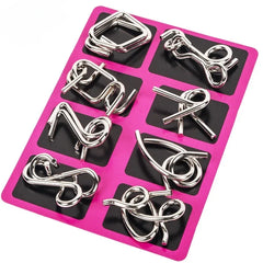 Metal Montessori Puzzle Set, 8 Brain Teaser Toys