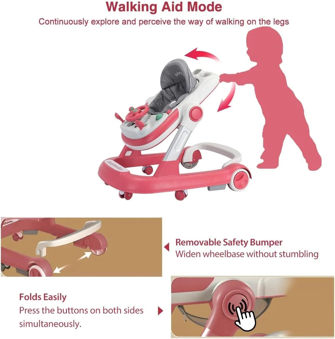 Baby Walker with Removable Feeding Tray