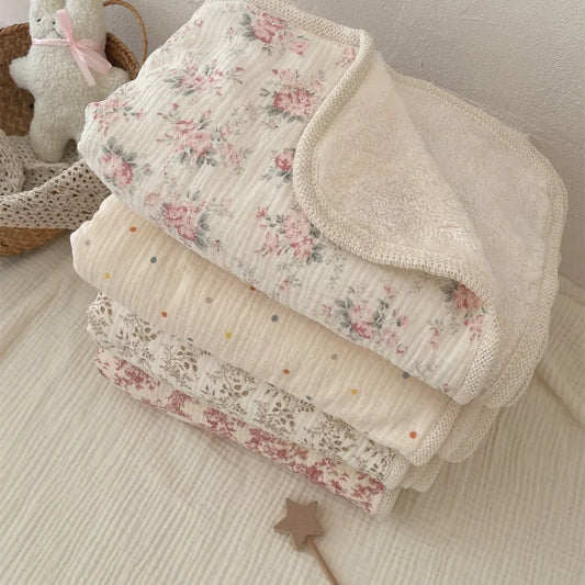 Patterned winter baby blanket, 35 by 51 inches