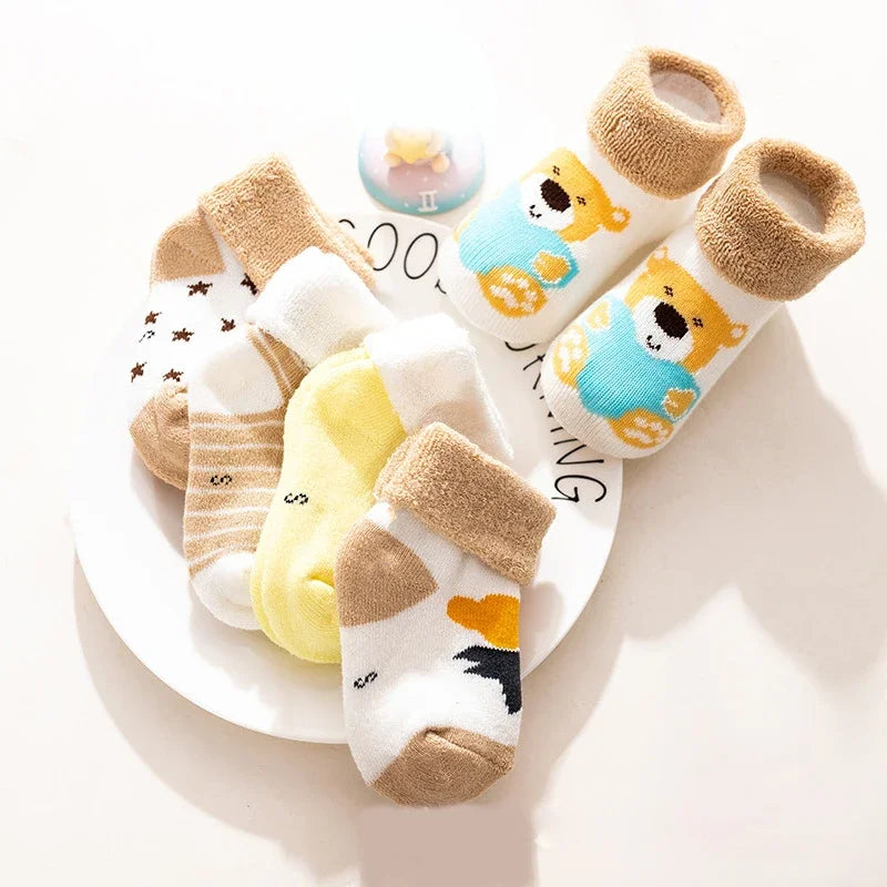 5 Pairs Warm Strip Baby Socks