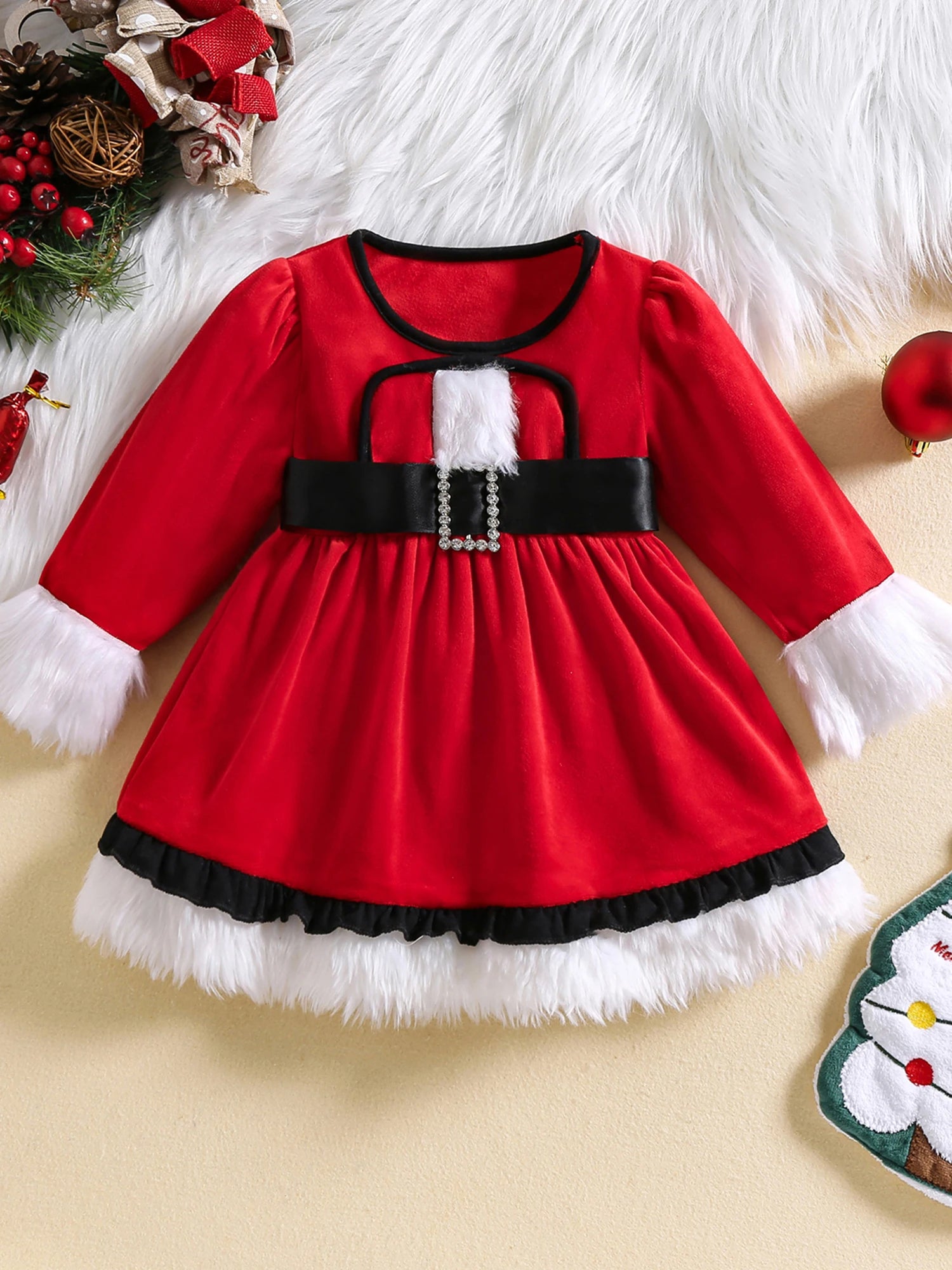 Velvet Christmas Girl Dress