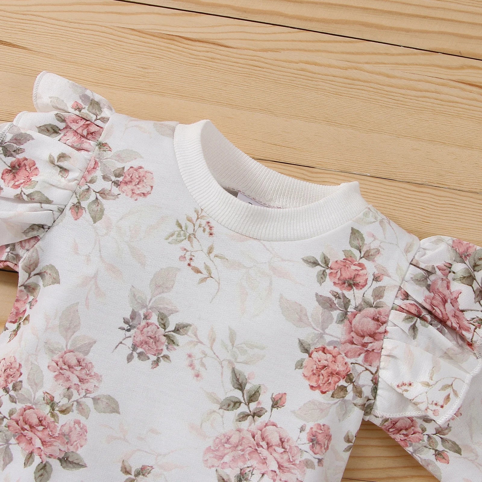 Baby Girls Floral Romper Pants Set Cotton 2PCS