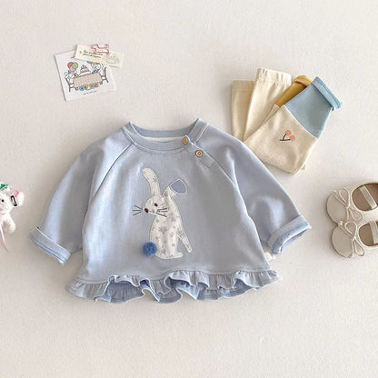 Children Girls Thin Style Denim Blue Pants - PAMU8
