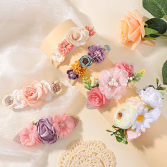 Baby Girls' Artificial Flower Headband, 3-Piece Set