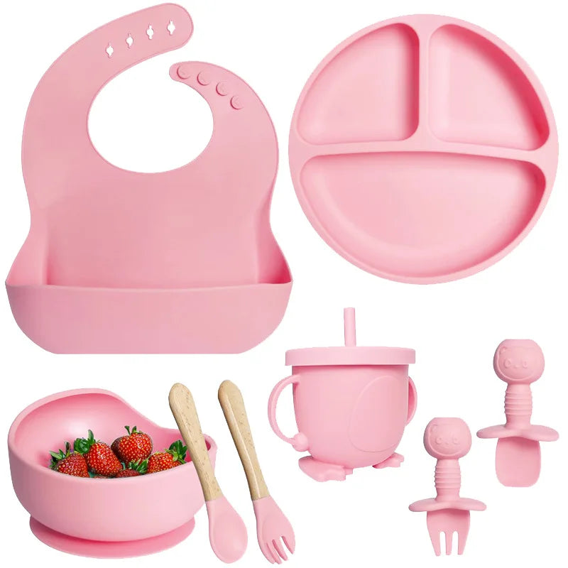 Baby Silicone Tableware Set, Suction Bowls and Utensils