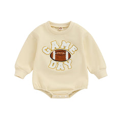 Baby Football Embroidery Bodysuit, Long-Sleeve Fall Romper