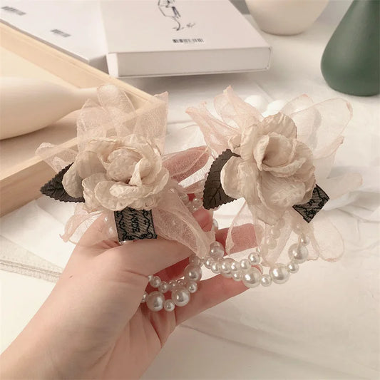 Flower Pearl Hair Ties