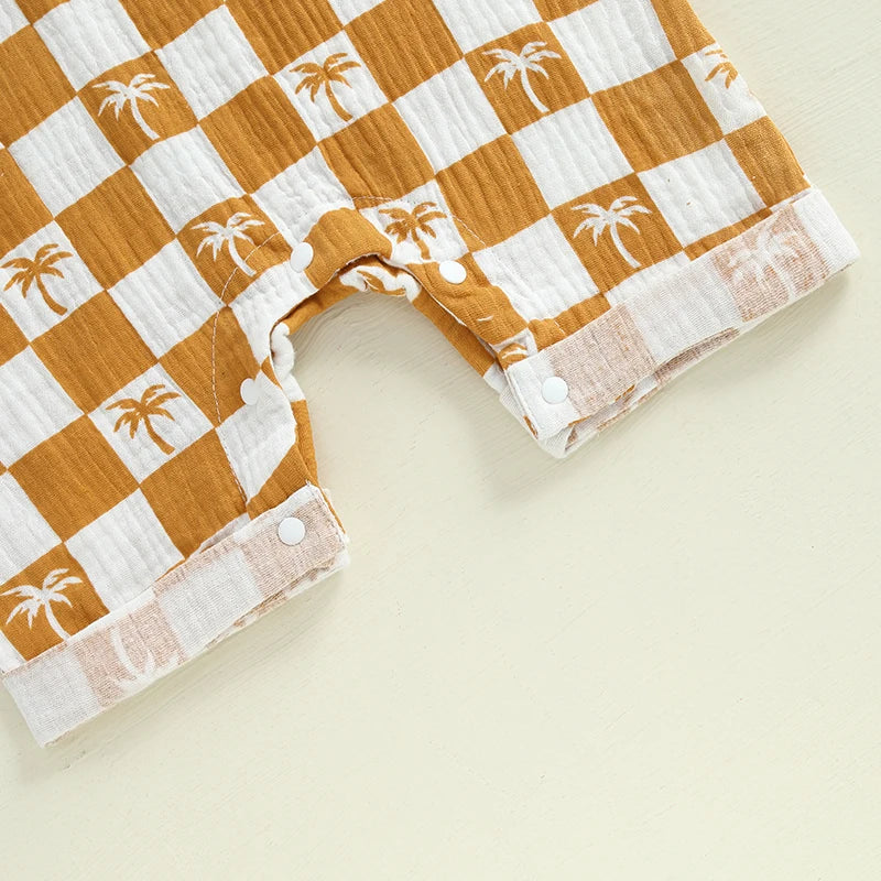 Checkered Tree Print Playsuit