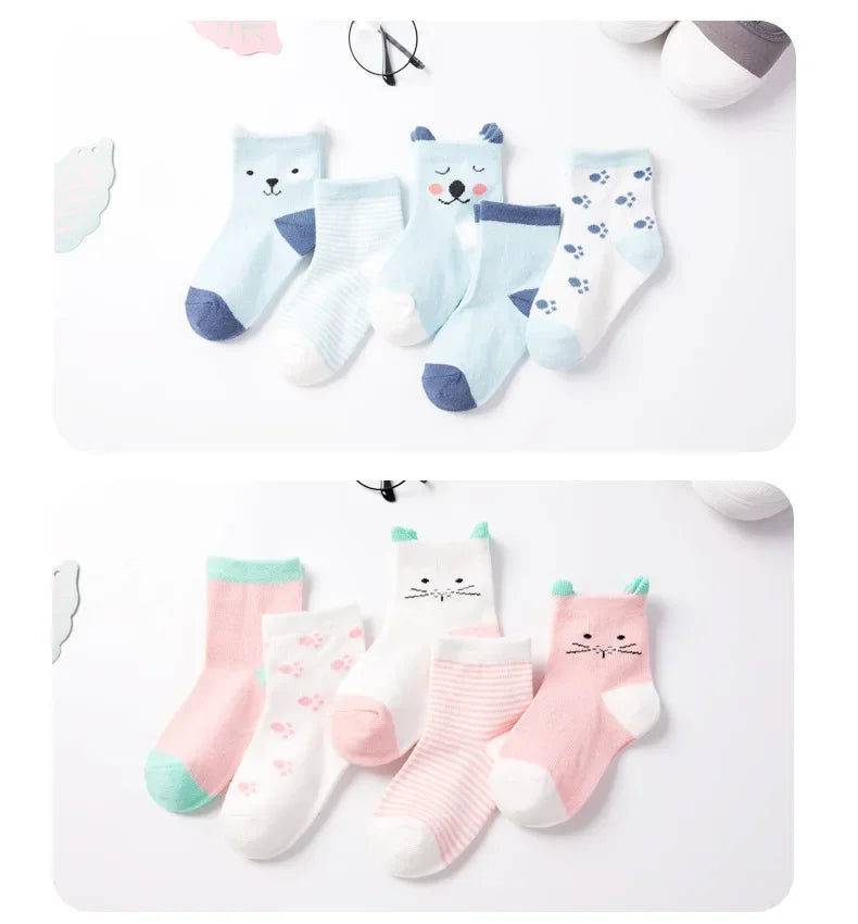 5 Pairs Cute Cat Baby Socks