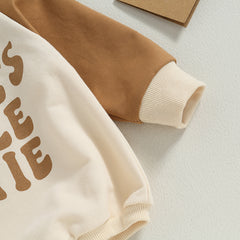 Baby Raglan Sleeve Letter-Print Long-Sleeve Romper