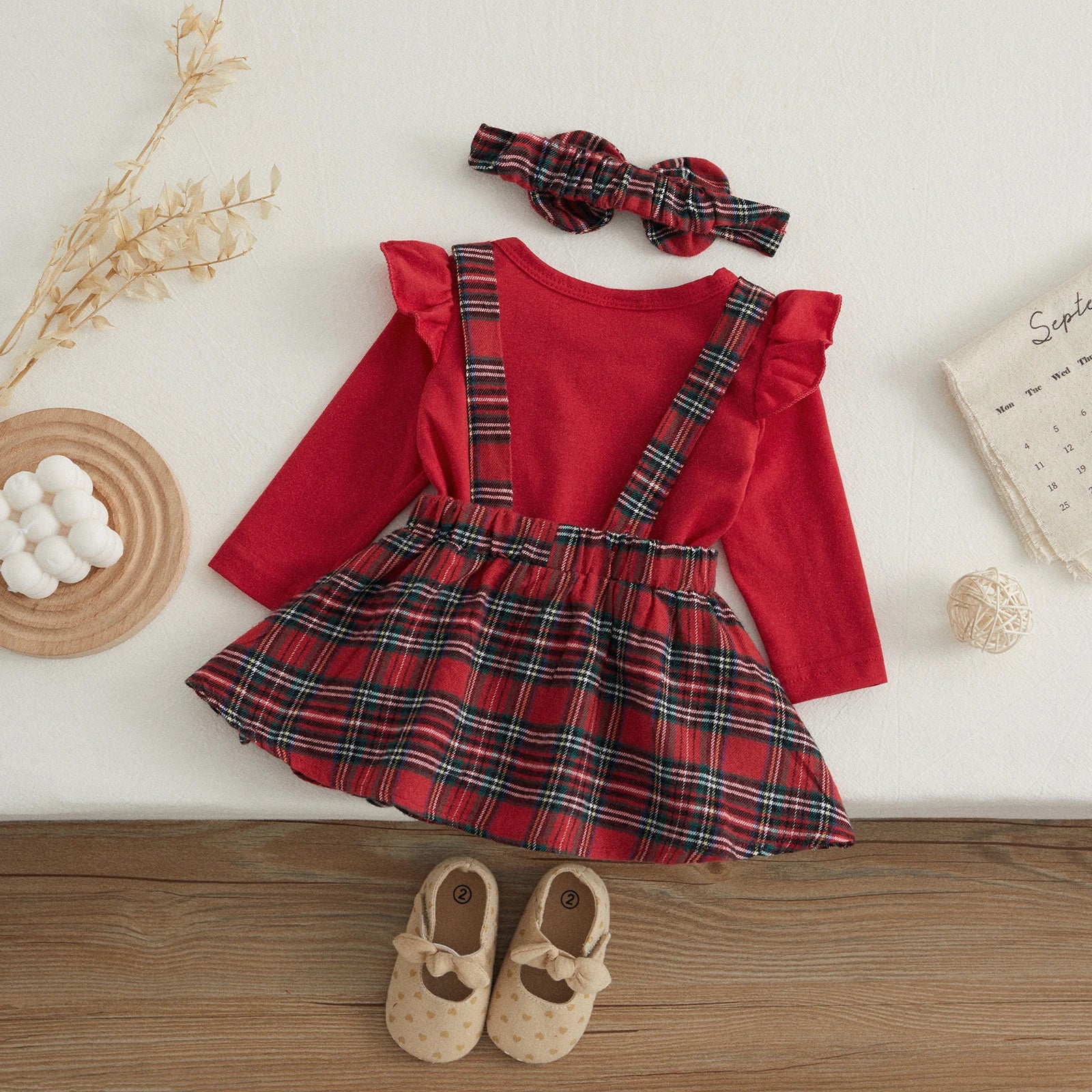 Ruffle Long Sleeve Christmas Romper