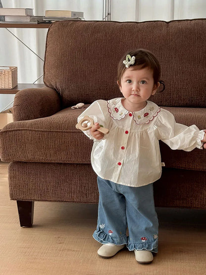 Girls Embroidered Rabbit Blouse