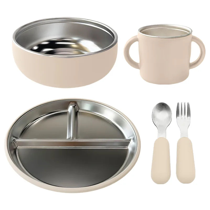5PCS Stainless Steel Kids Plate and Bowl Set - PAMU8