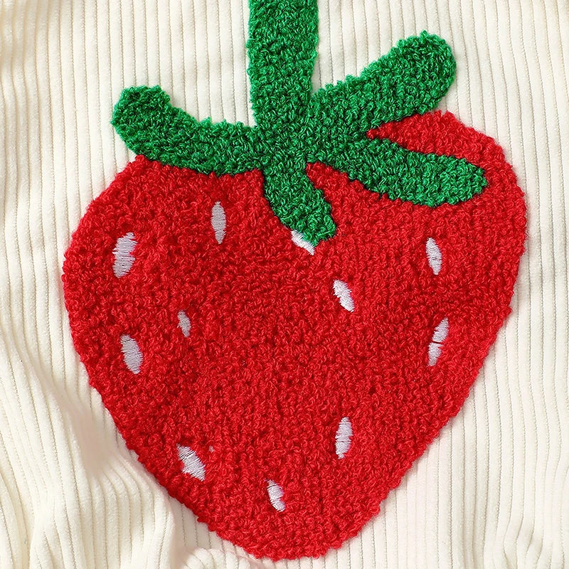 Rainbow Strawberry Embroidery Romper