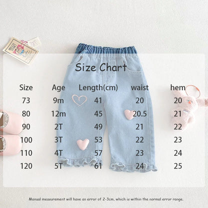 Children Girls Thin Style Denim Blue Pants - PAMU8