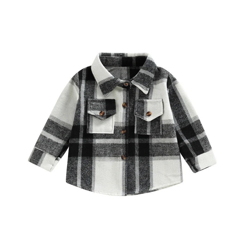 Boy Plaid Shirt Jacket Coat