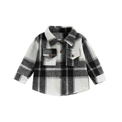 Boy Plaid Shirt Jacket Coat