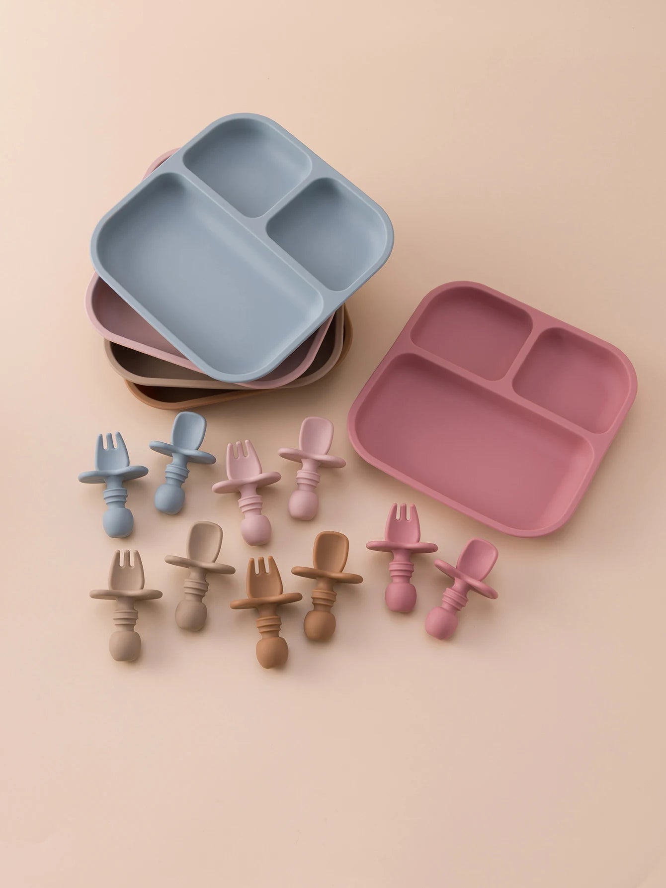 Colorful Silicone Baby Feeding Set, 2 Pieces