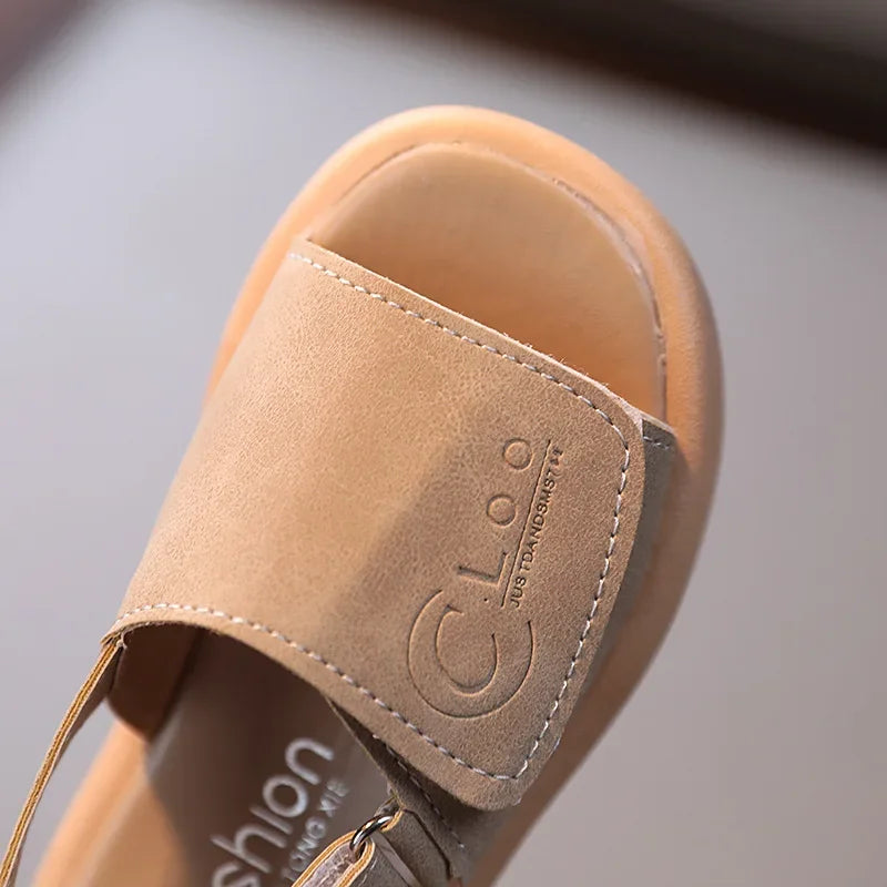 Boys' Open-Toe Leather Sandals, Ages 1-6 Summer Shoes