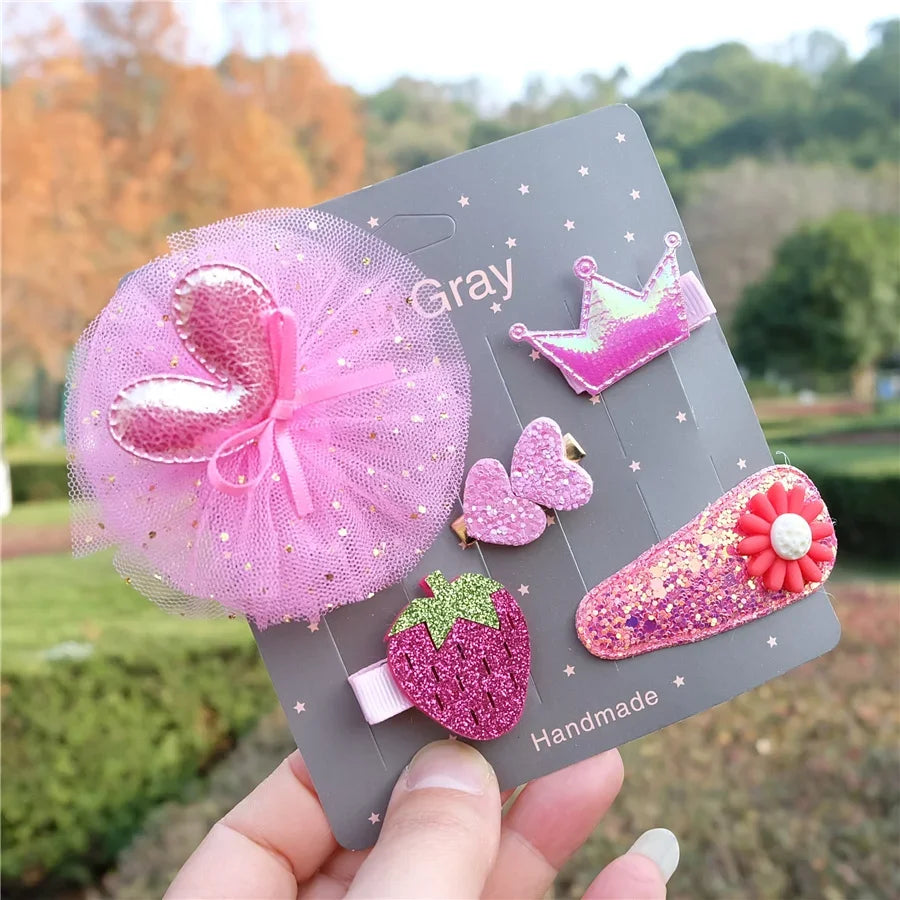Baby Girls' Bowknot Hair Clips, 5-Piece Set
