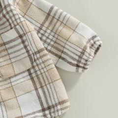 Baby Boys' Vintage Plaid Romper, Long-Sleeve Jumpsuit