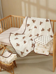 Newborn Bear Print Blanket for Crib, Stroller and Car Seat