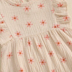 Baby Girl Floral Fly-Sleeve Romper Set | Summer Bowknot Outfit