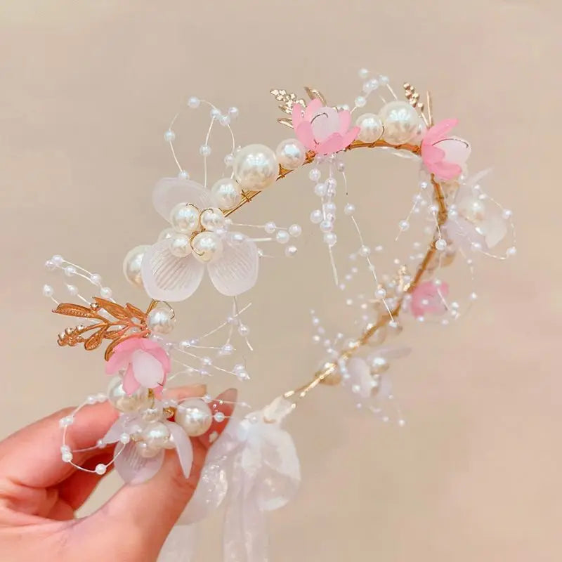 Fairy Girl Flower Pearl  Red Headband - PAMU8