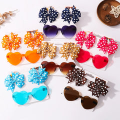 Kids' Heart Sunglasses and Hair Clip Set, 3 Pieces