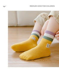 Girls' Rainbow Mid-Tube Socks, 5 Pairs, Ages 1-16