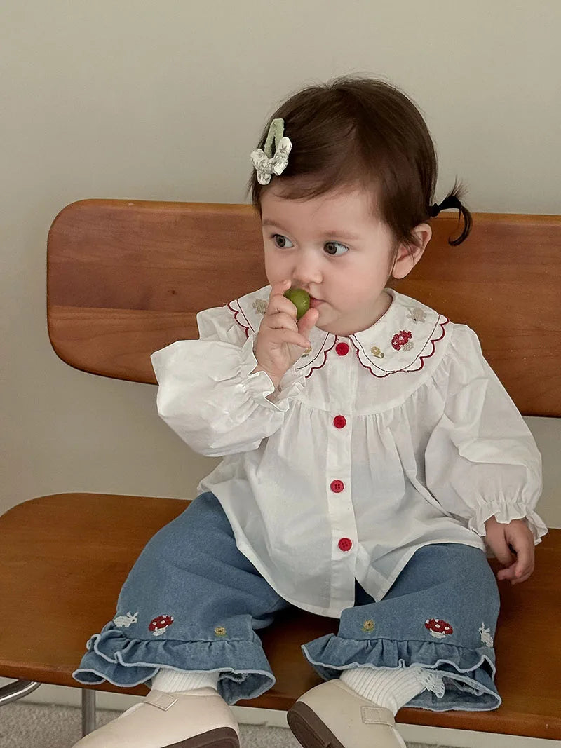 Girls Embroidered Rabbit Blouse