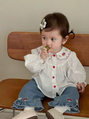 Girls Embroidered Rabbit Blouse