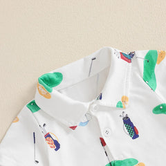Baby Golf Romper, Half-Button Lapel Summer Jumpsuit
